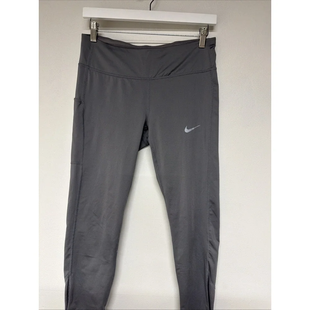 Nike Dri-fit Leggings Size M Womens Mid Rise Activewear Casual Gray